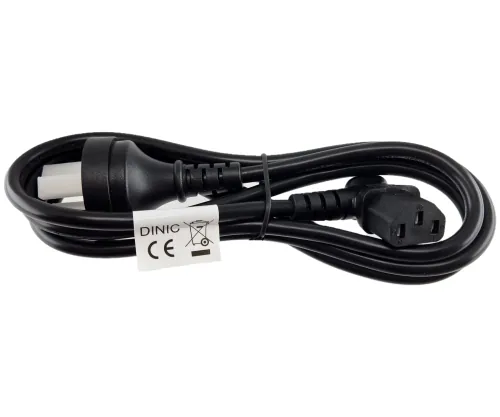 DINIC Netzkabel China Typ I 3pin auf C13 90°gewinkelt, 0,75mm², CCC, schwarz, 1,80m